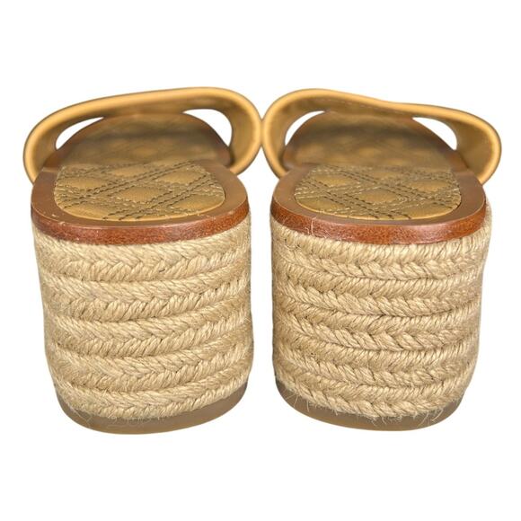 Tory Burch Women’s Fleming Tan Leather Espadrille Slide Sandal Size US 6.5 - Picture 8 of 11